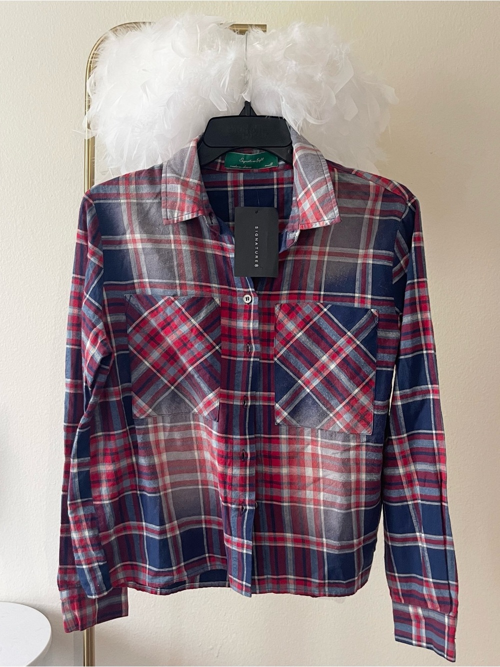 Distressed washed loose fit flannel